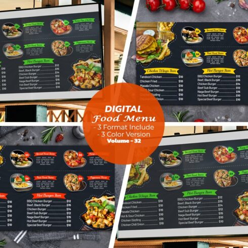 Digital Food Menu Design Template cover image.