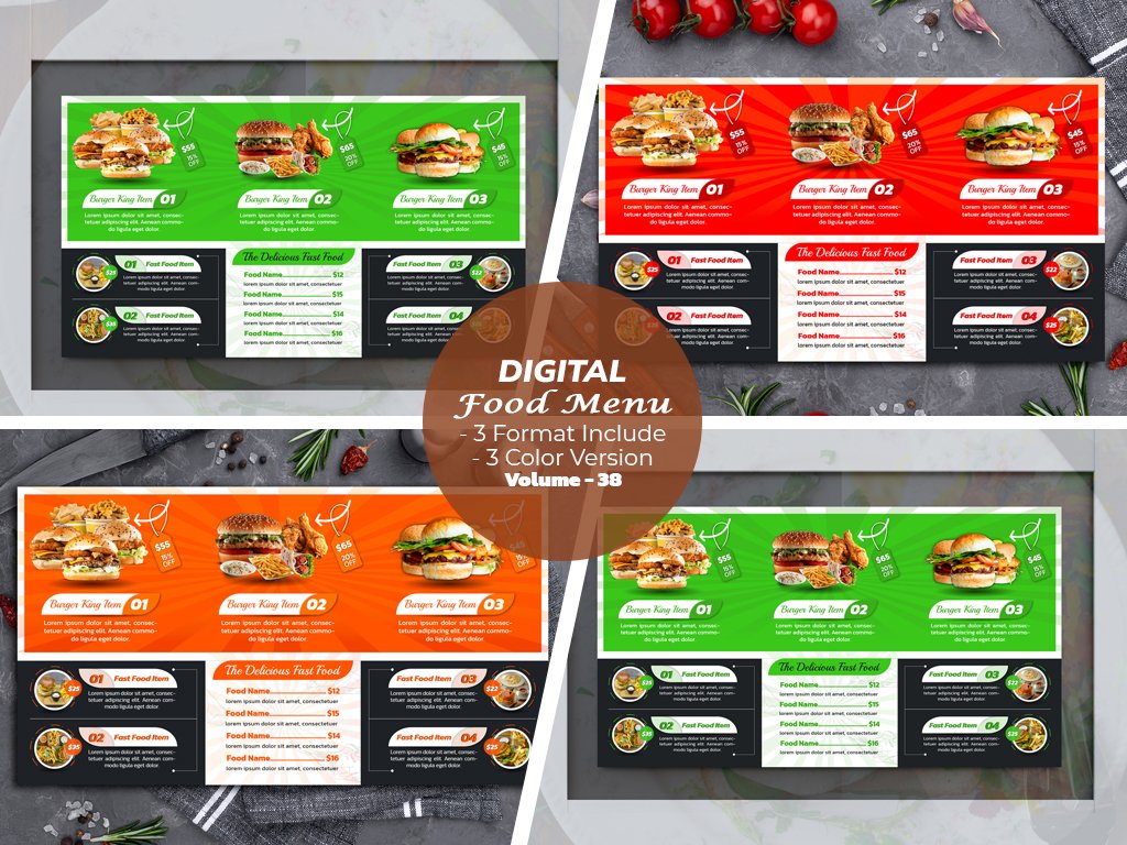 Fast Food Menu Design Template cover image.