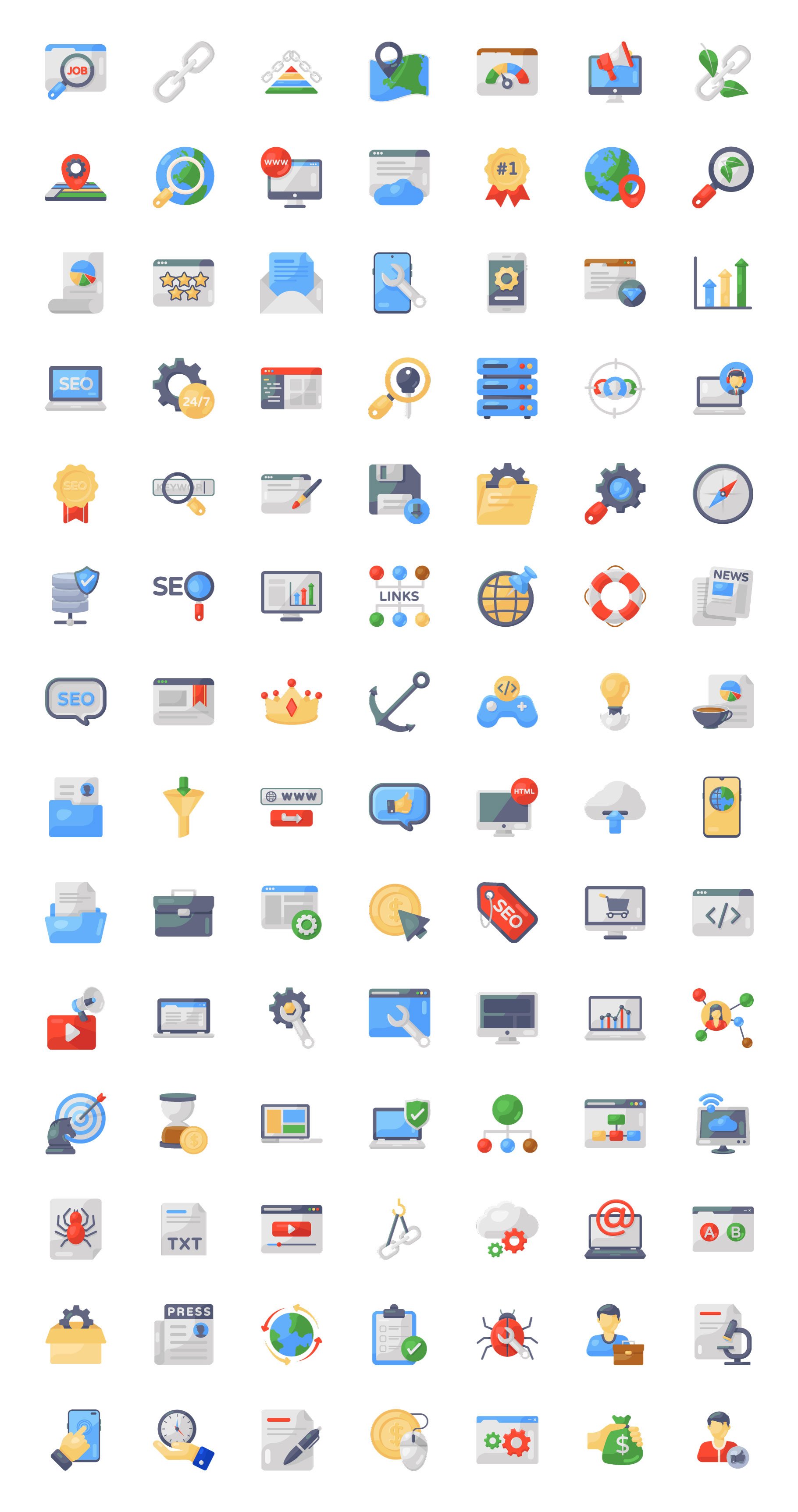 digital marketing and seo icons full preview flat 932