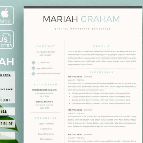 Modern Resume design + Cover Letter cover image.