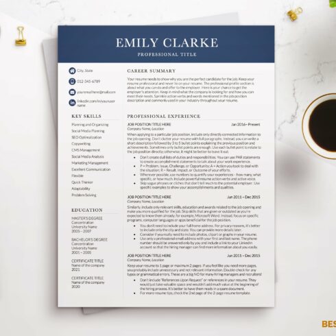 Modern Executive Resume CV Template cover image.
