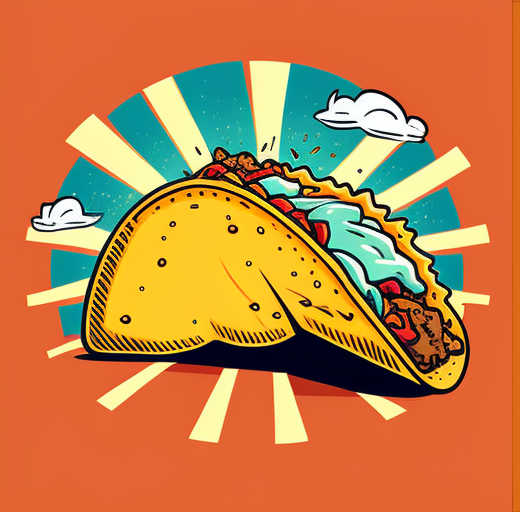 Picture of a taco on an orange background.