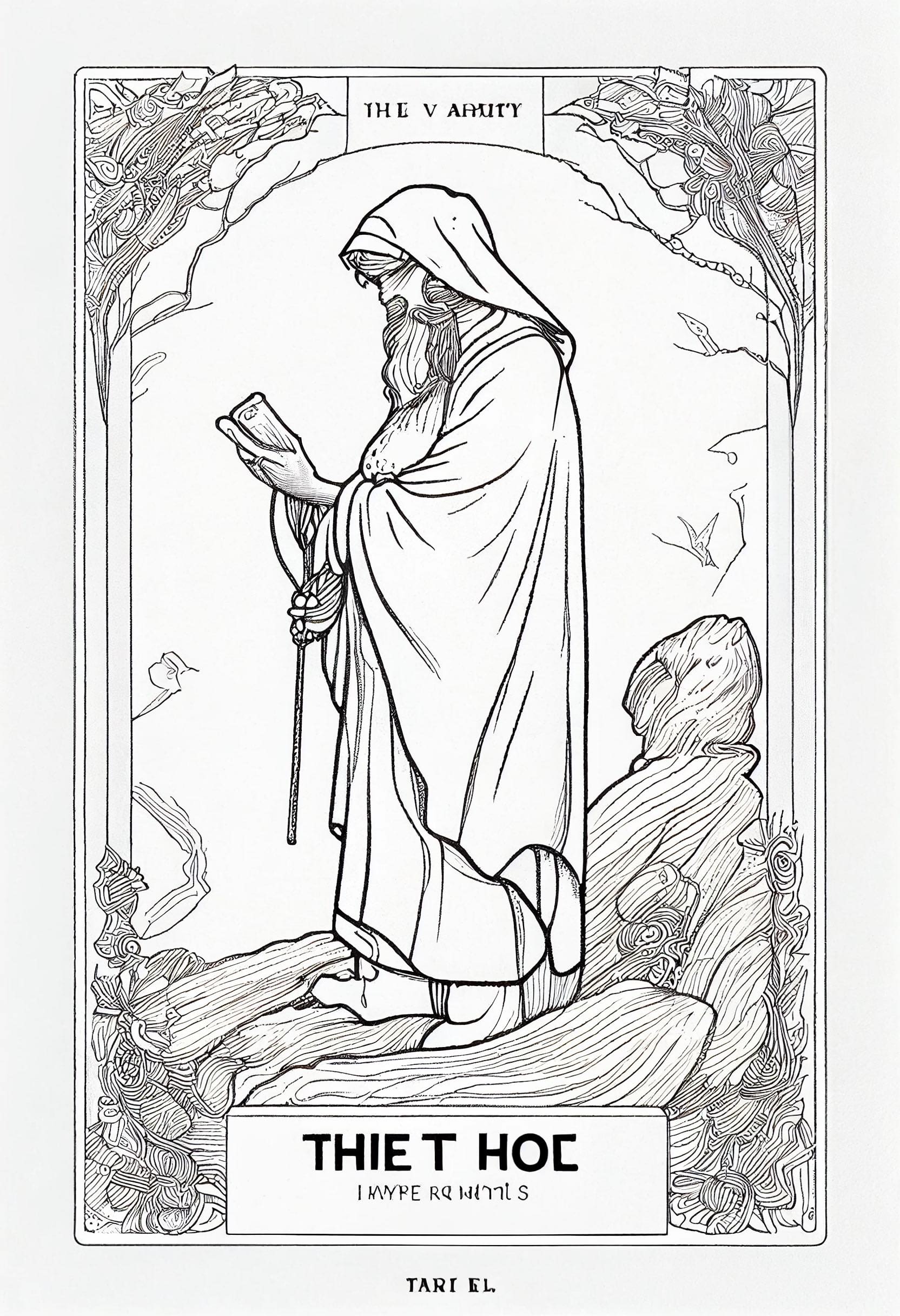 Black and white drawing of a man holding a book.