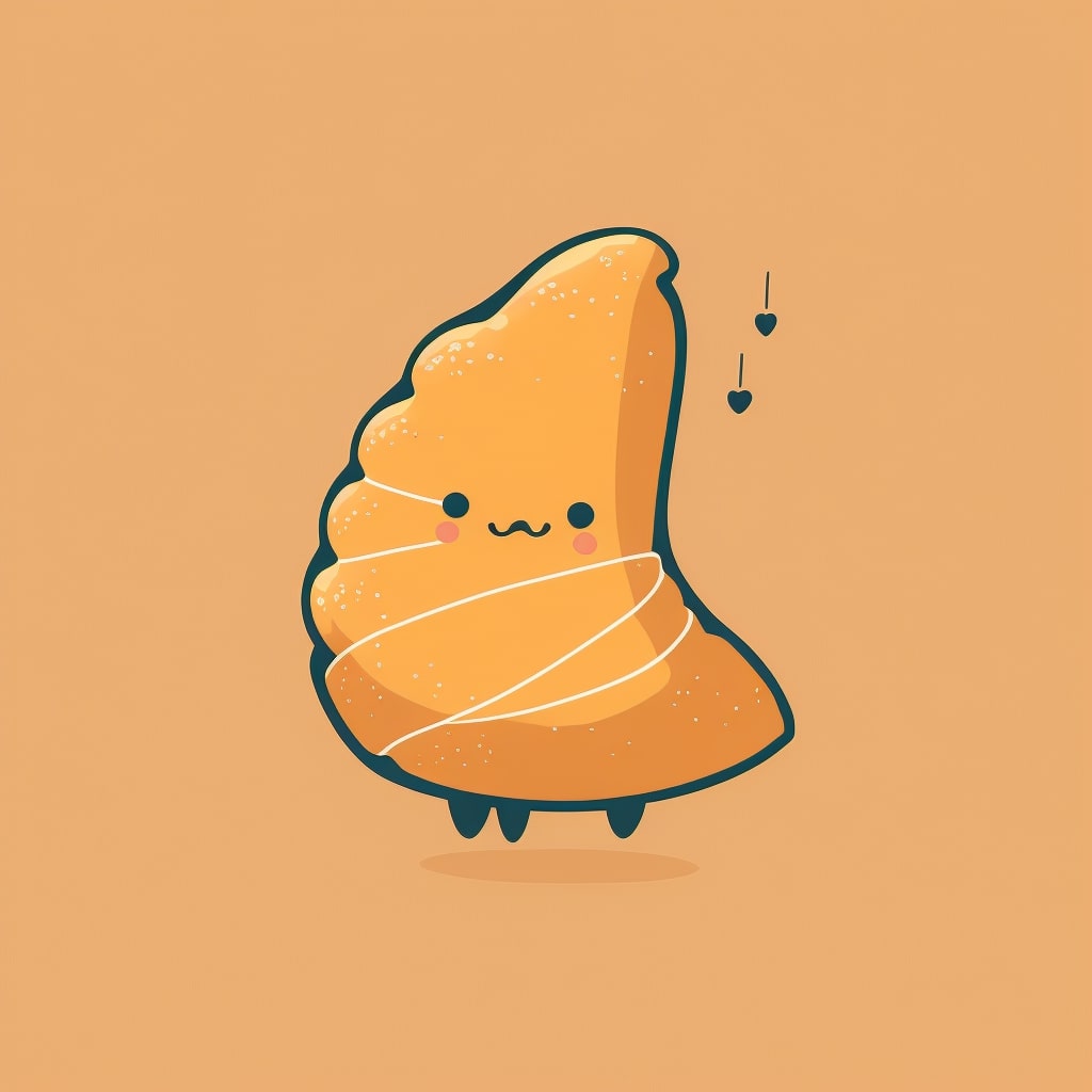 Drawing of a peanut butter shell with eyes closed.