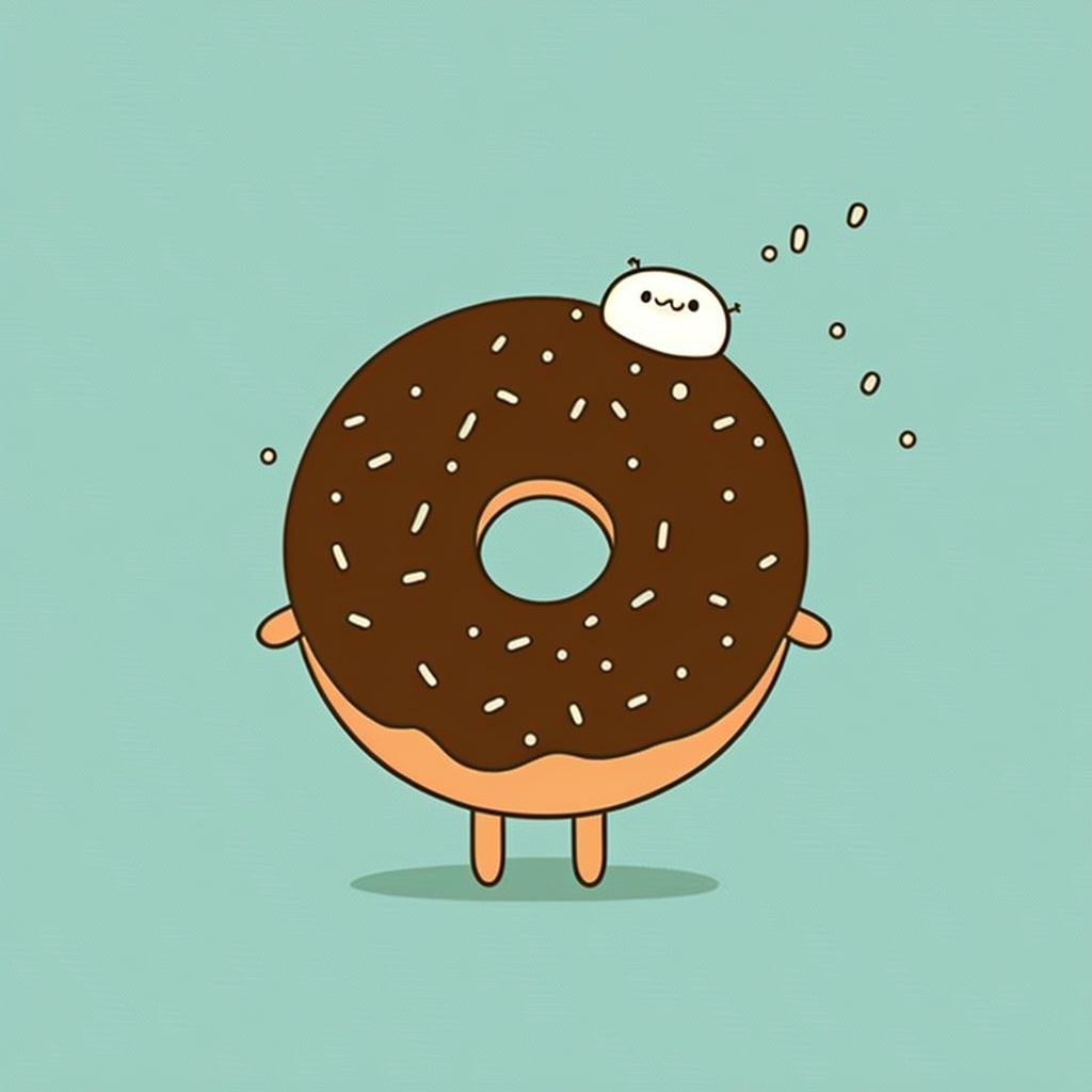 Donut with a thought bubble on top of it.