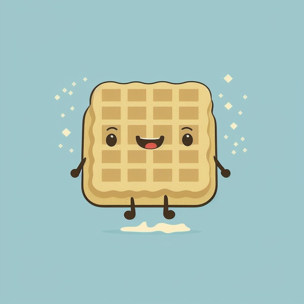 Waffle with a happy face on it.