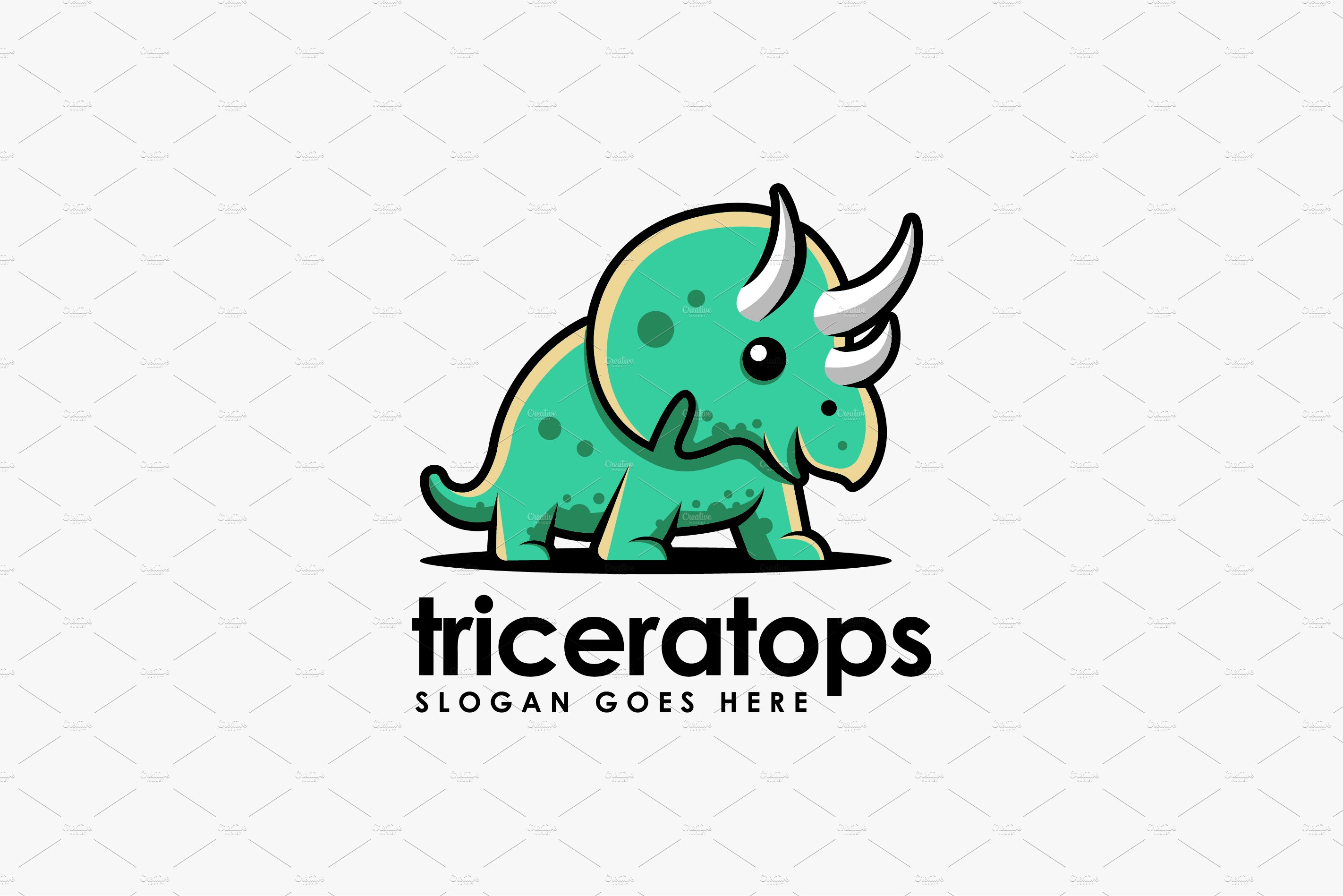 Triceratops Dinosaur logo cartoon cover image.