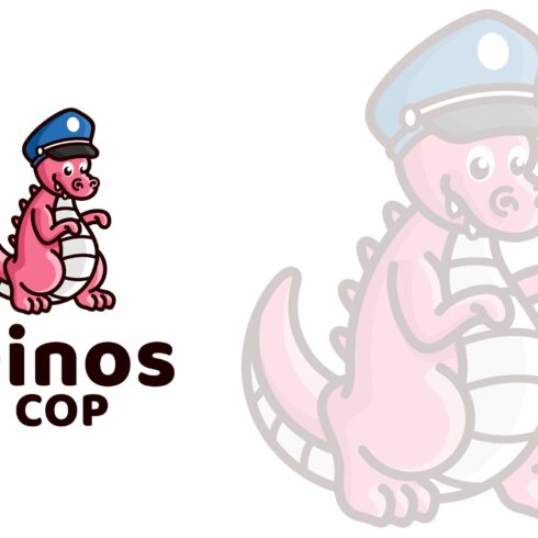 Dinos Cop Cute Kids Logo Template cover image.