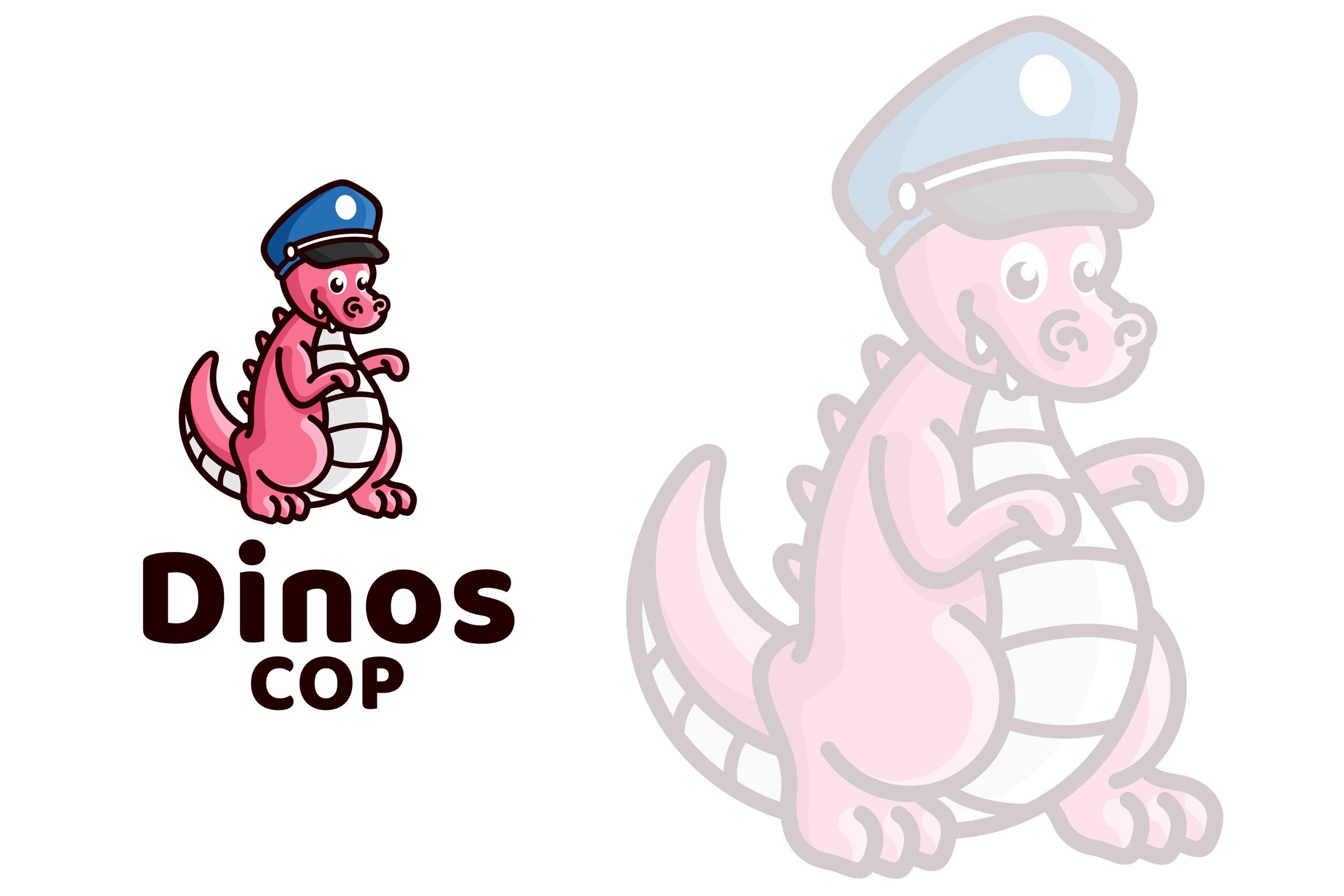 Dinos Cop Cute Kids Logo Template cover image.