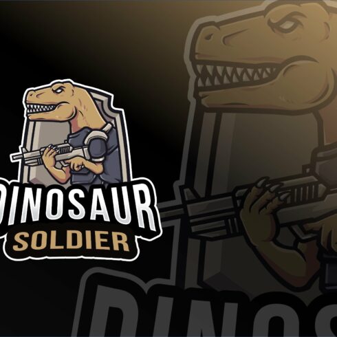 Dinosaur Soldier Logo Template cover image.