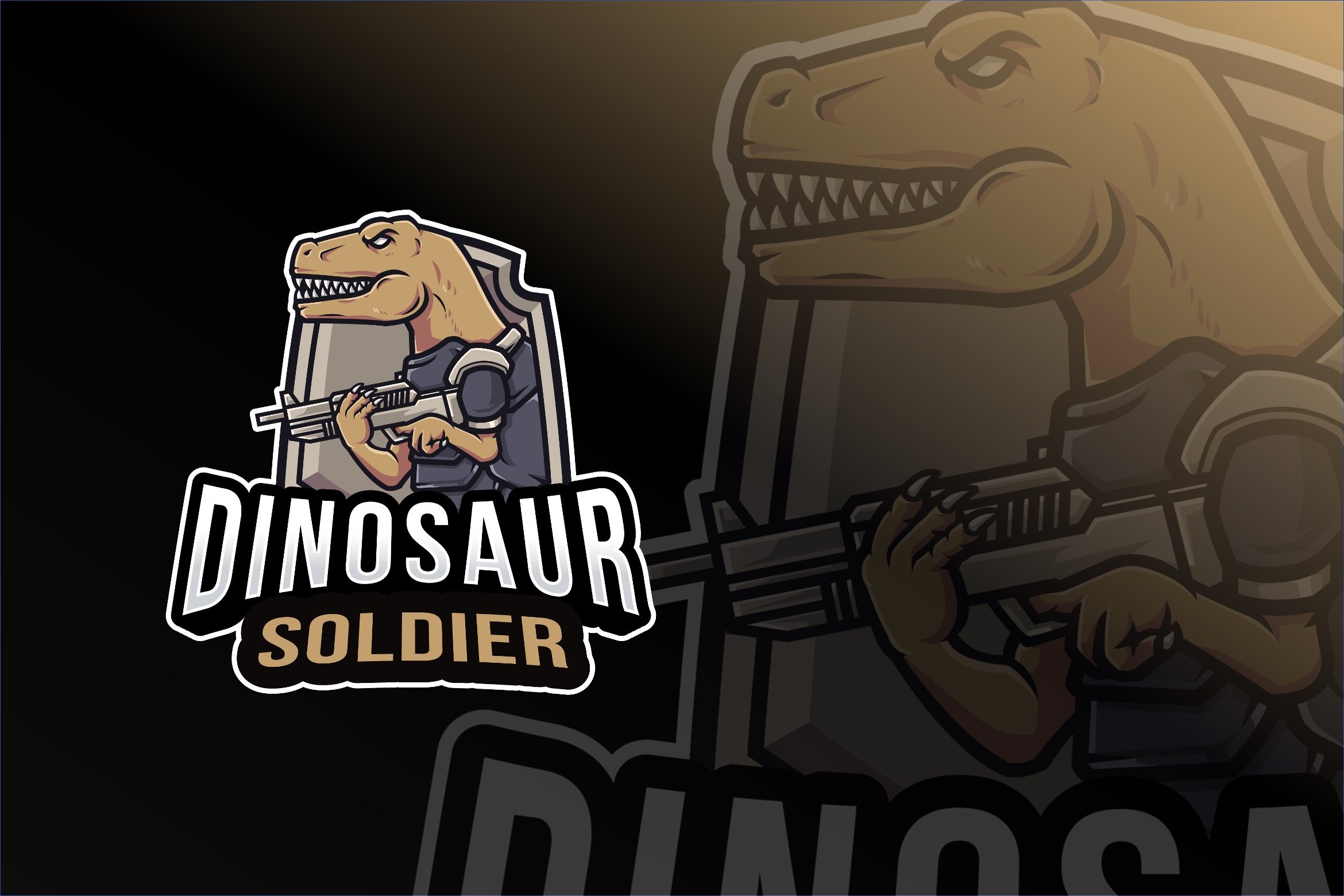 Dinosaur Soldier Logo Template cover image.
