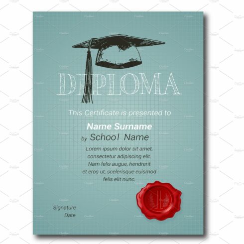Certificate, diploma for kids vector cover image.