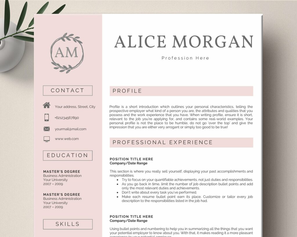 2 Pages Word Resume Template – MasterBundles