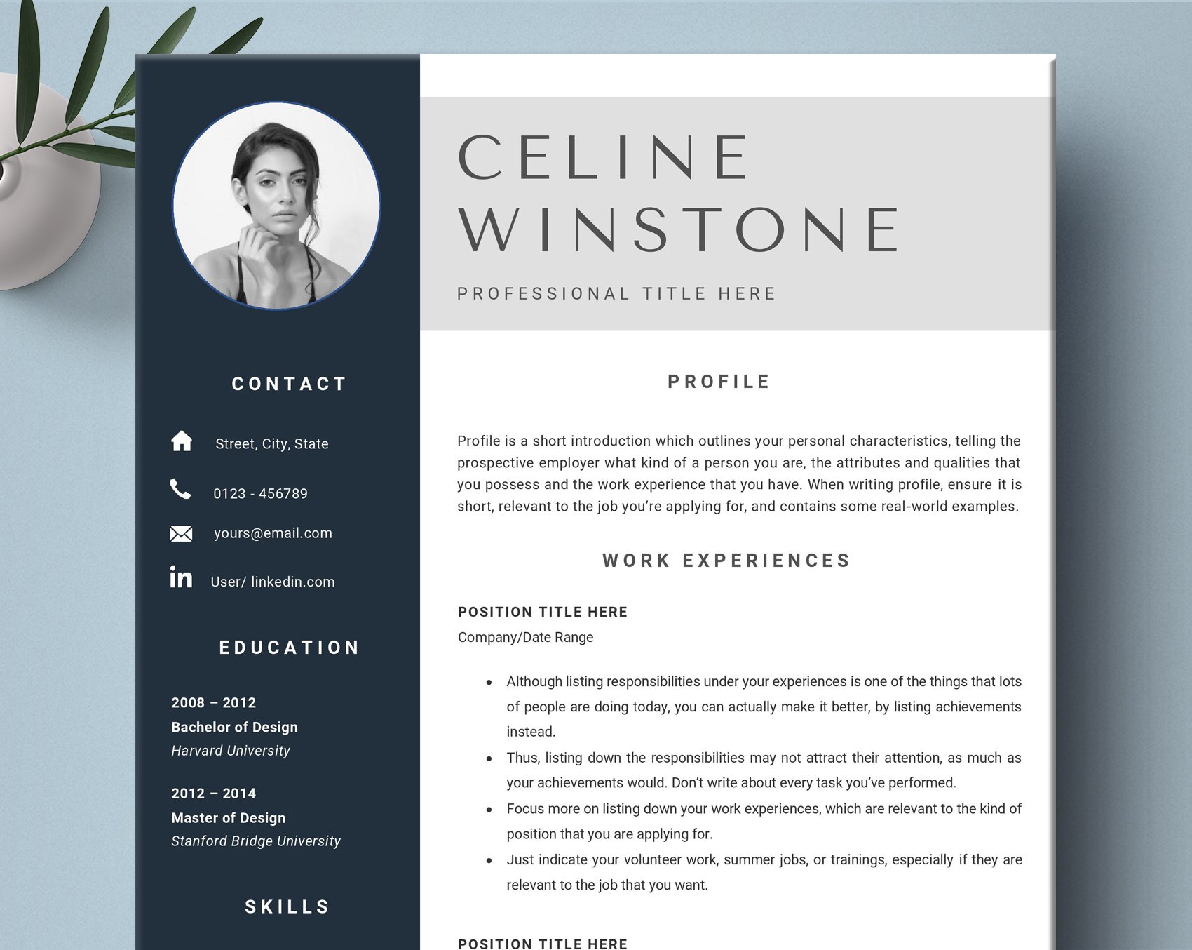 Resume Template/ CV Word cover image.