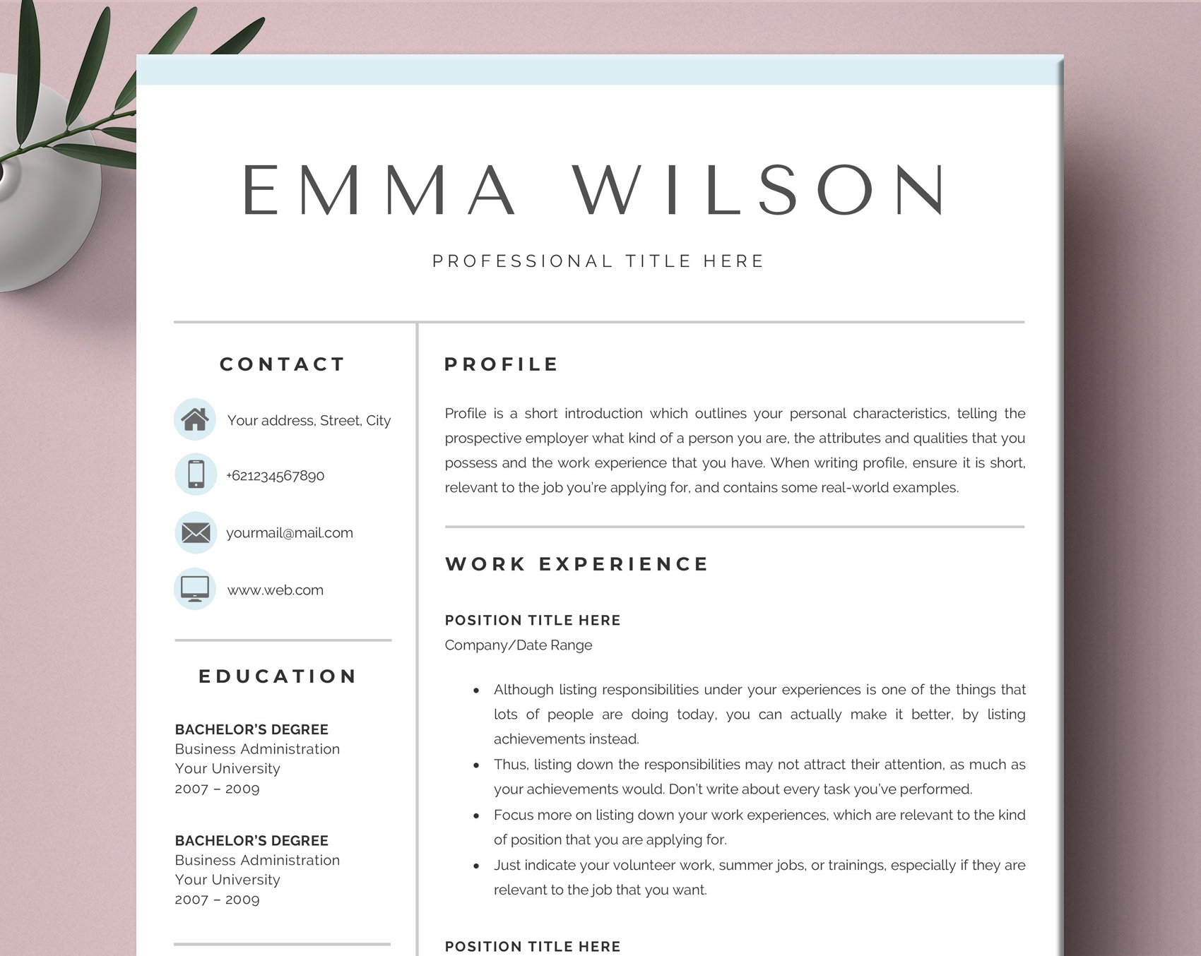 5 Page Resume Template / CV Word cover image.