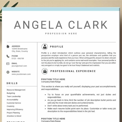 Word Resume 2 Pages & Cover Letter cover image.