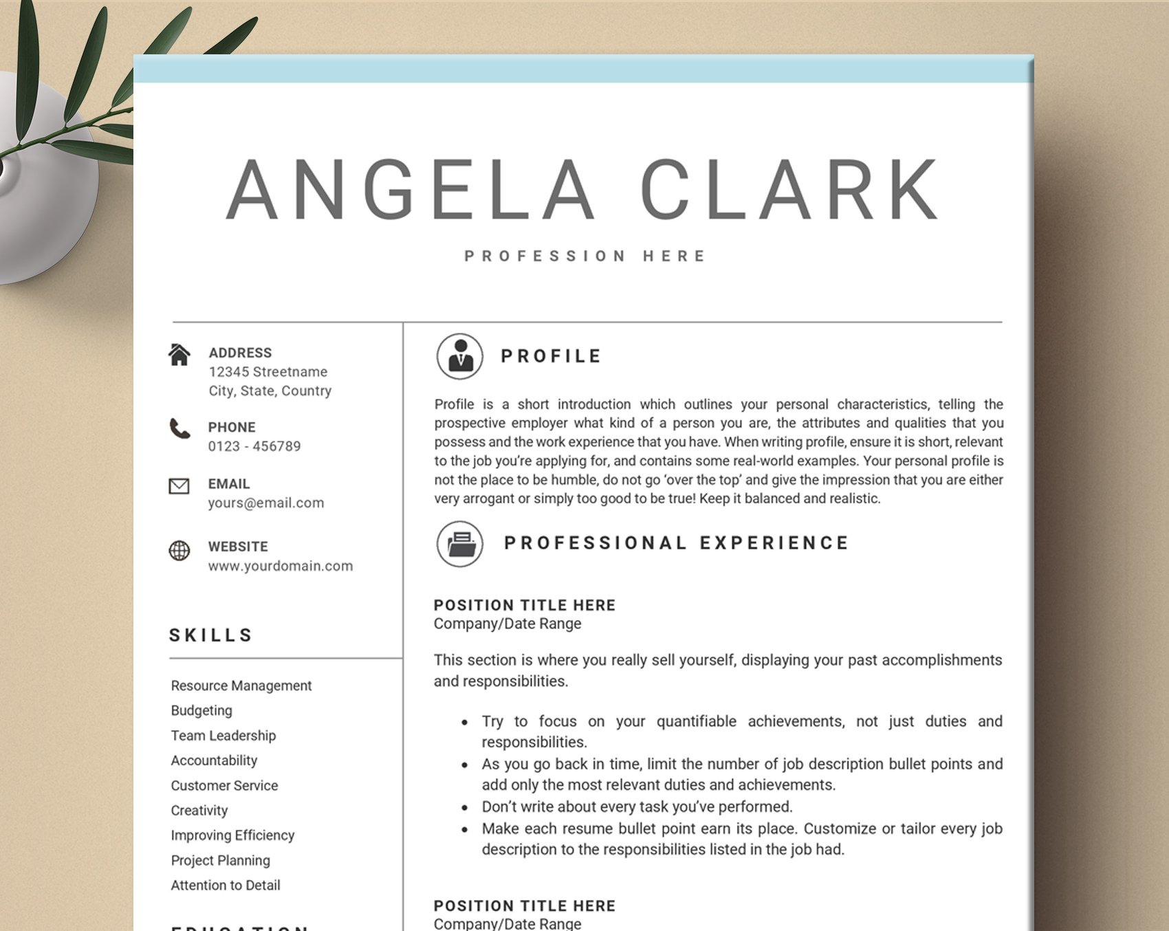 Word Resume 2 Pages & Cover Letter cover image.
