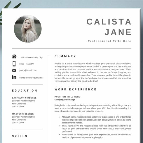 Word Resume Template 2 Page cover image.