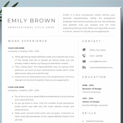 Resume Template 4 Pages cover image.