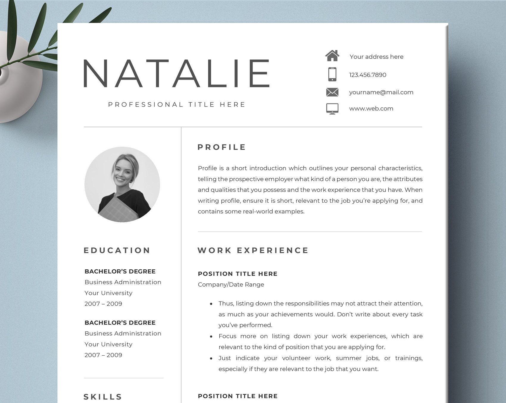 Resume Template 5 Pages/CV preview image.
