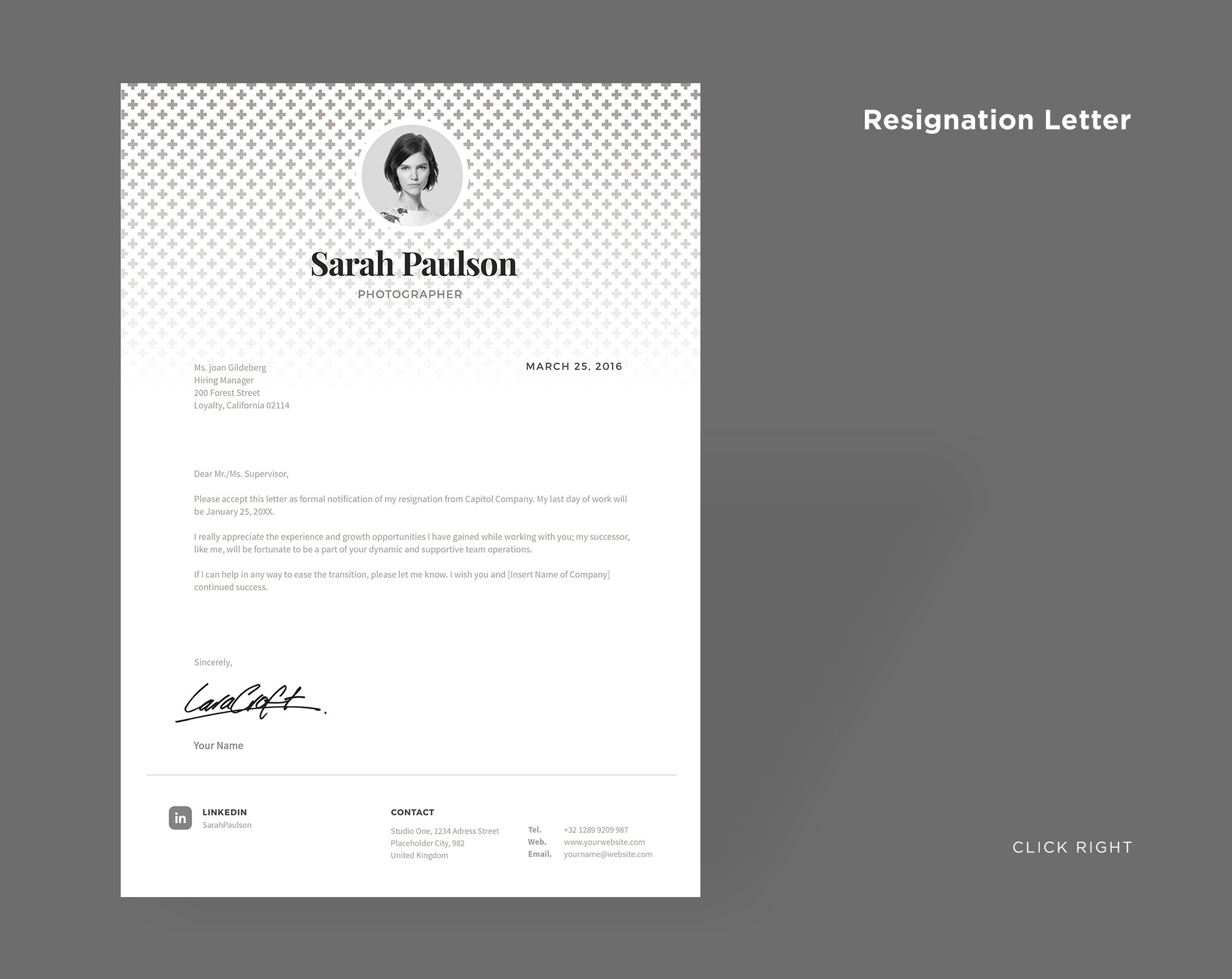 Resignation Letter Template preview image.