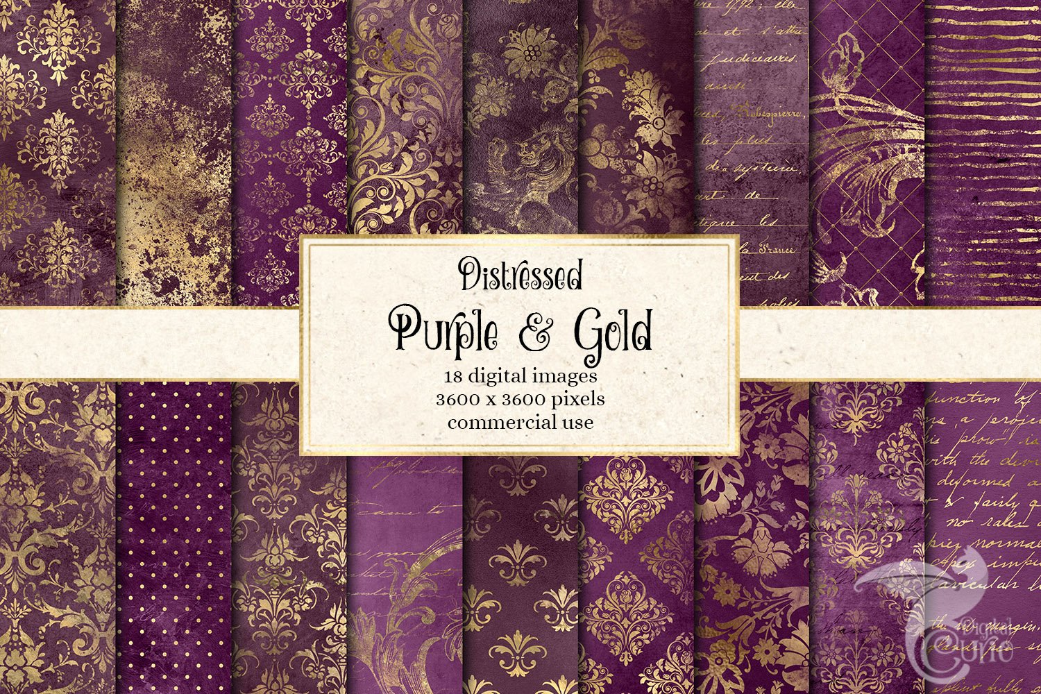 Distressed Purple and Gold Textures cover image.