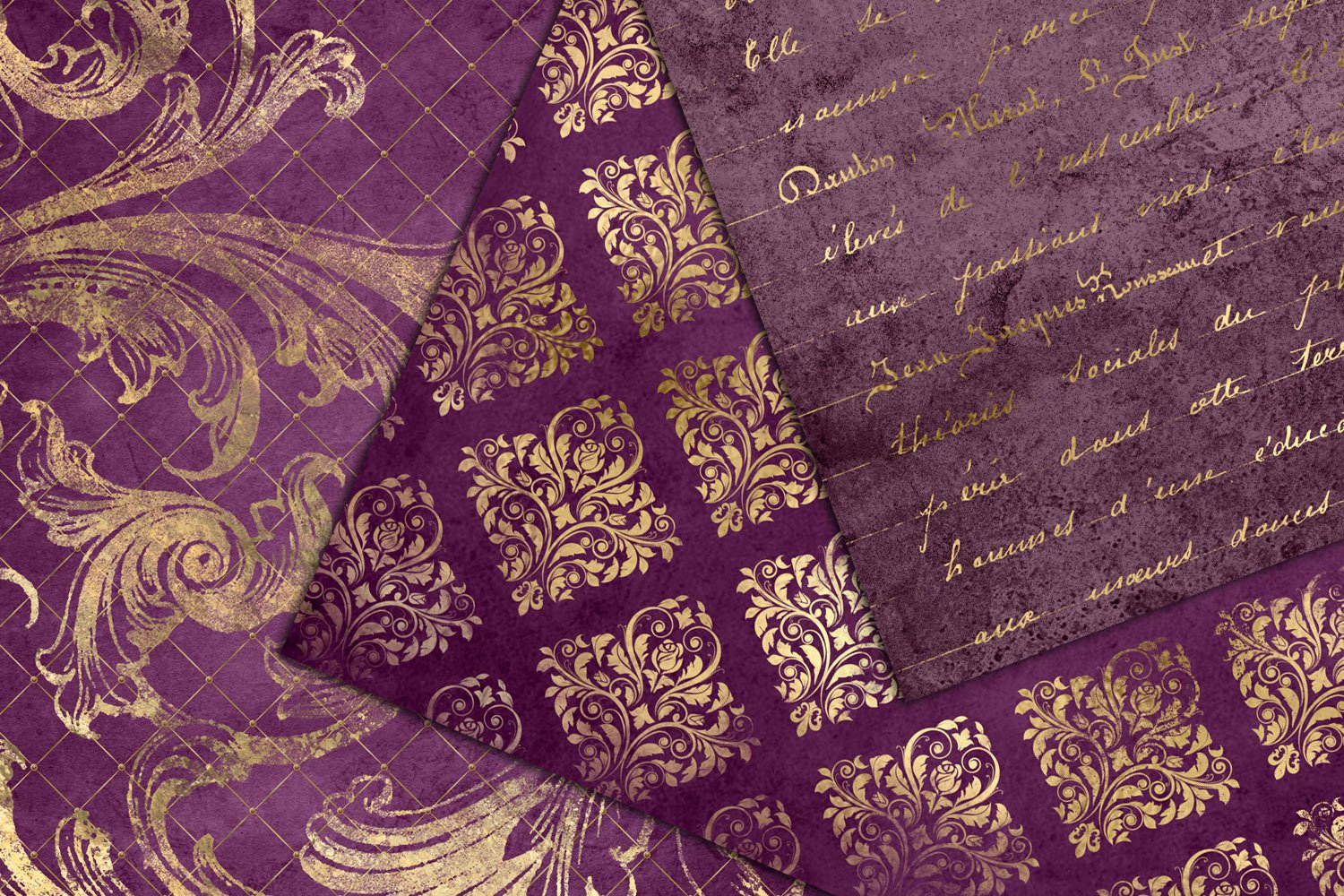 Distressed Purple and Gold Textures preview image.
