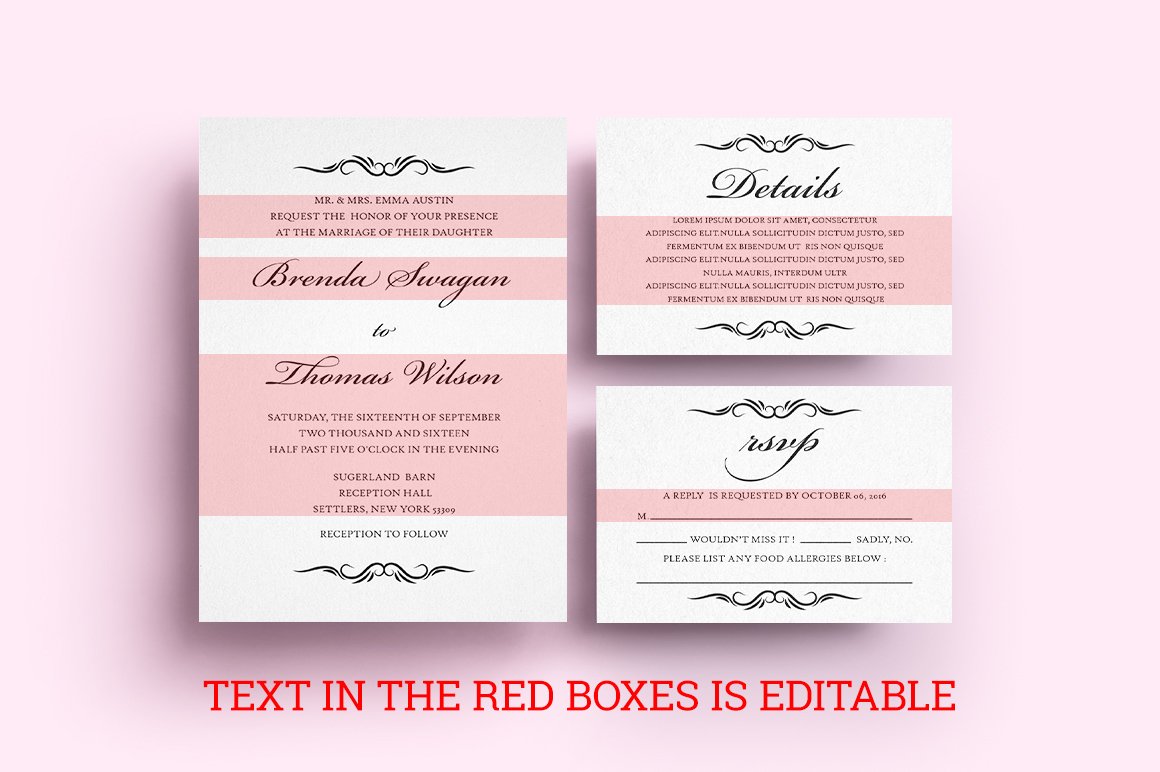 diy wedding invitation set 801