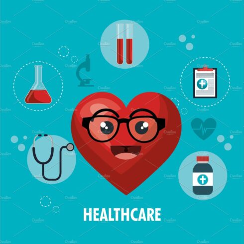 medical healthcare flat icons cover image.