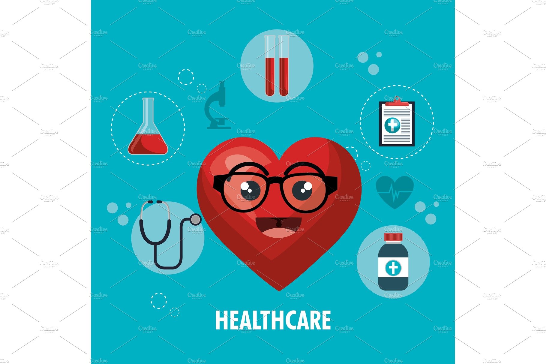 medical healthcare flat icons cover image.