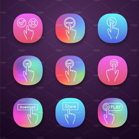 App buttons icons set cover image.
