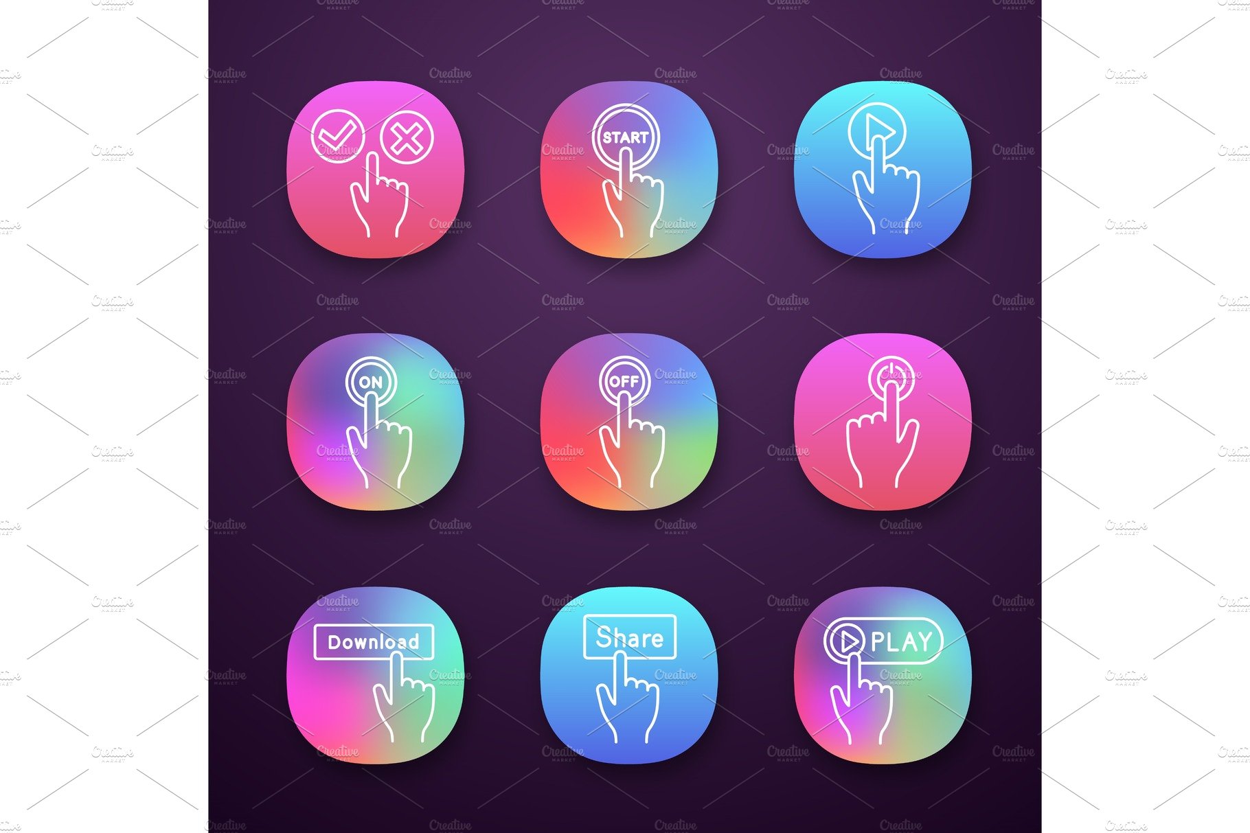 App buttons icons set cover image.