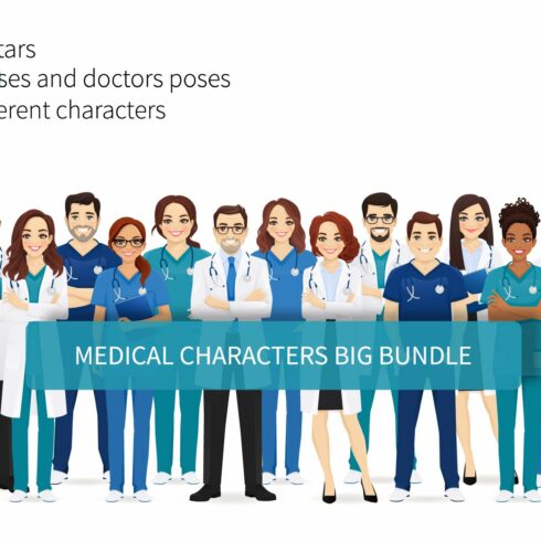 Medical characters big bundle cover image.