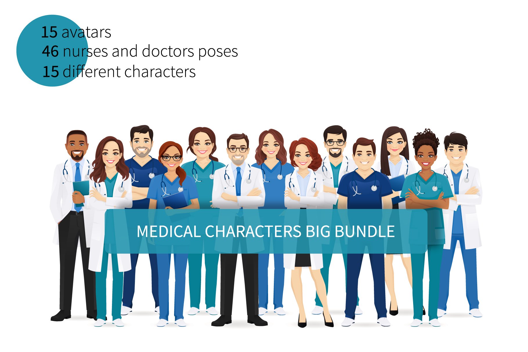 Medical characters big bundle cover image.