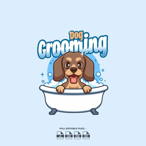 Dog Grooming Creative Cartoon Logo cover image.