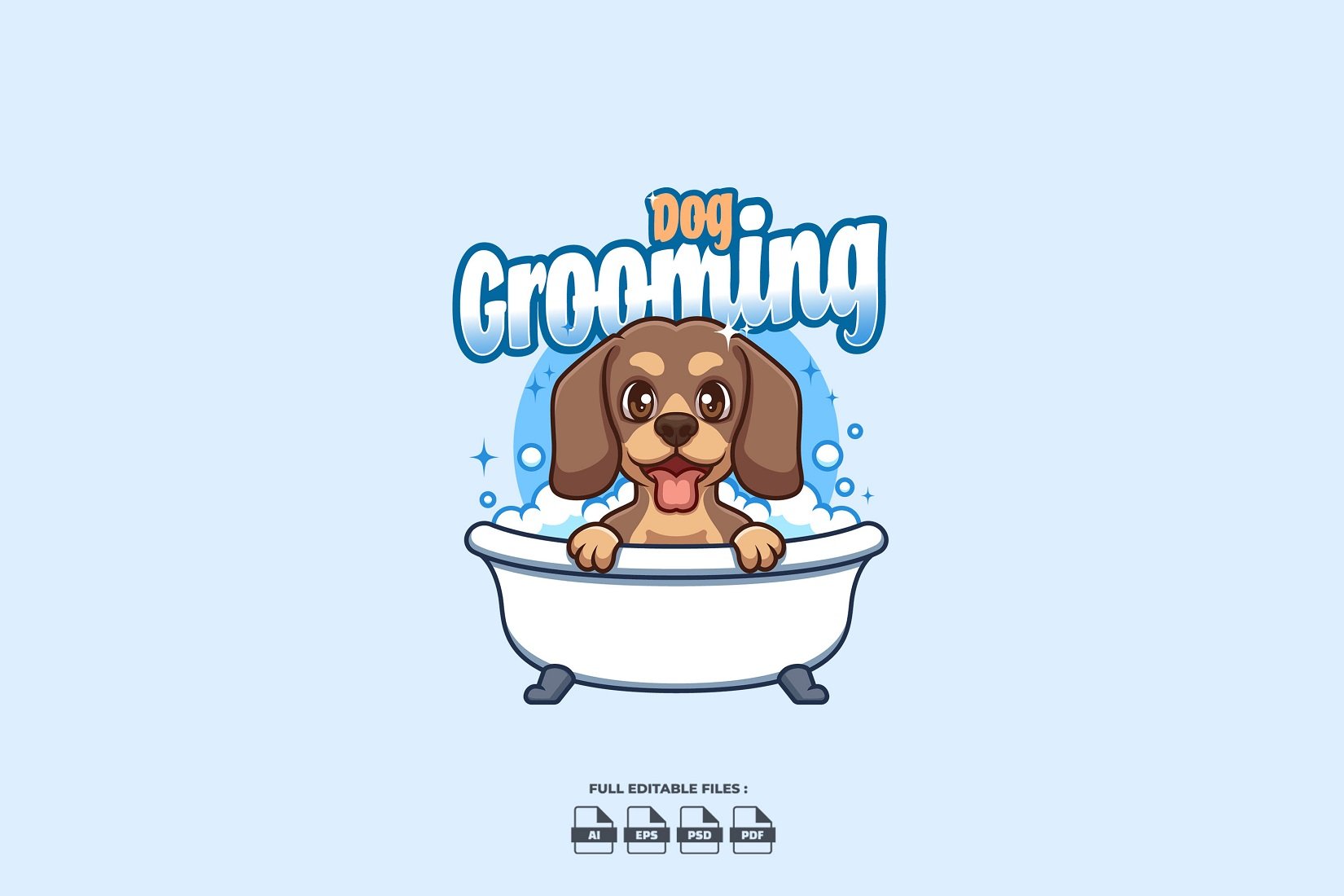 Dog Grooming Creative Cartoon Logo cover image.