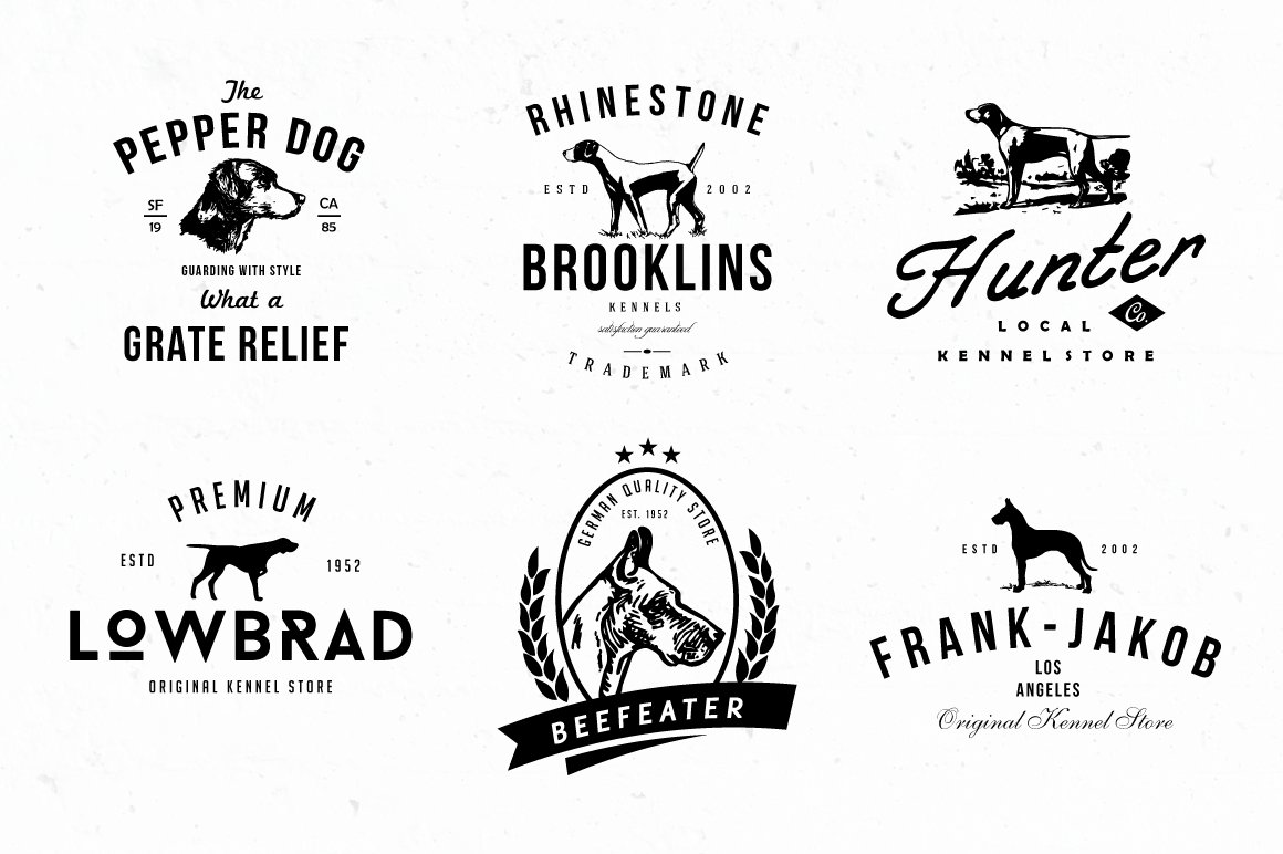 Dog Kennel Logo Badges preview image.
