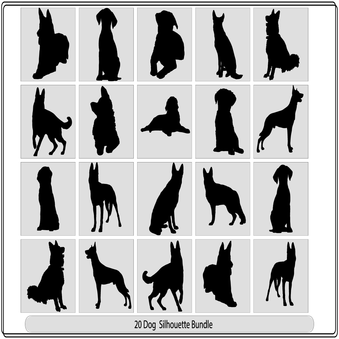 Vector silhouette of dog,Dog pet concept design, Dog silhouette vector, Vector illustration cover image.