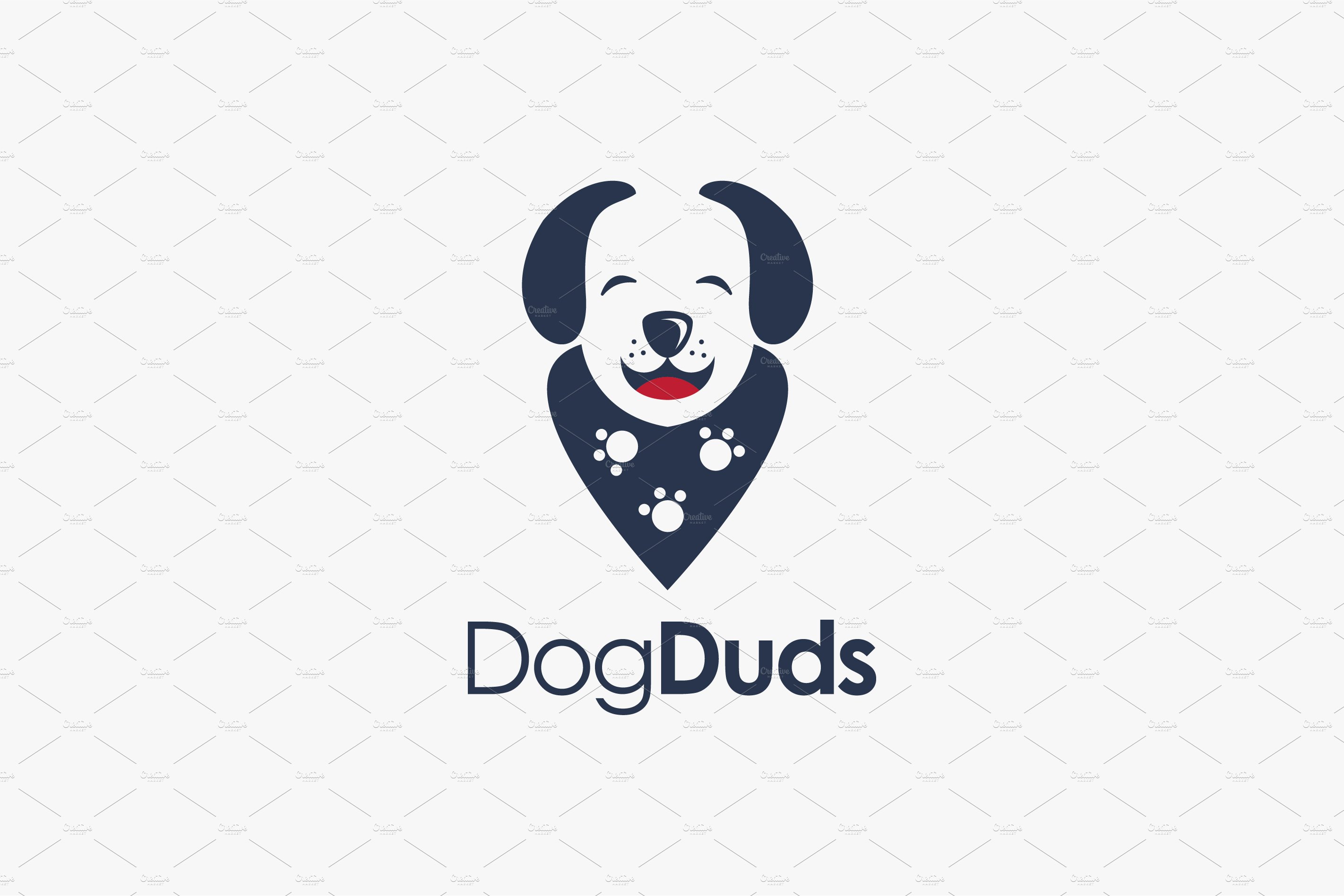 Minimalist dog wearing duds logo cover image.