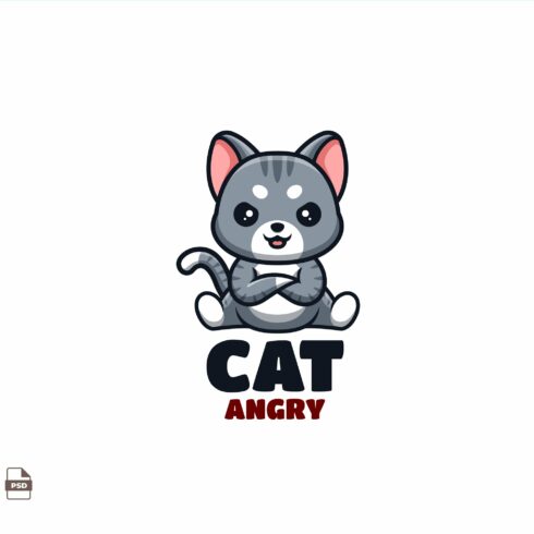 Angry Domestic Cat Cute Mascot Logo cover image.