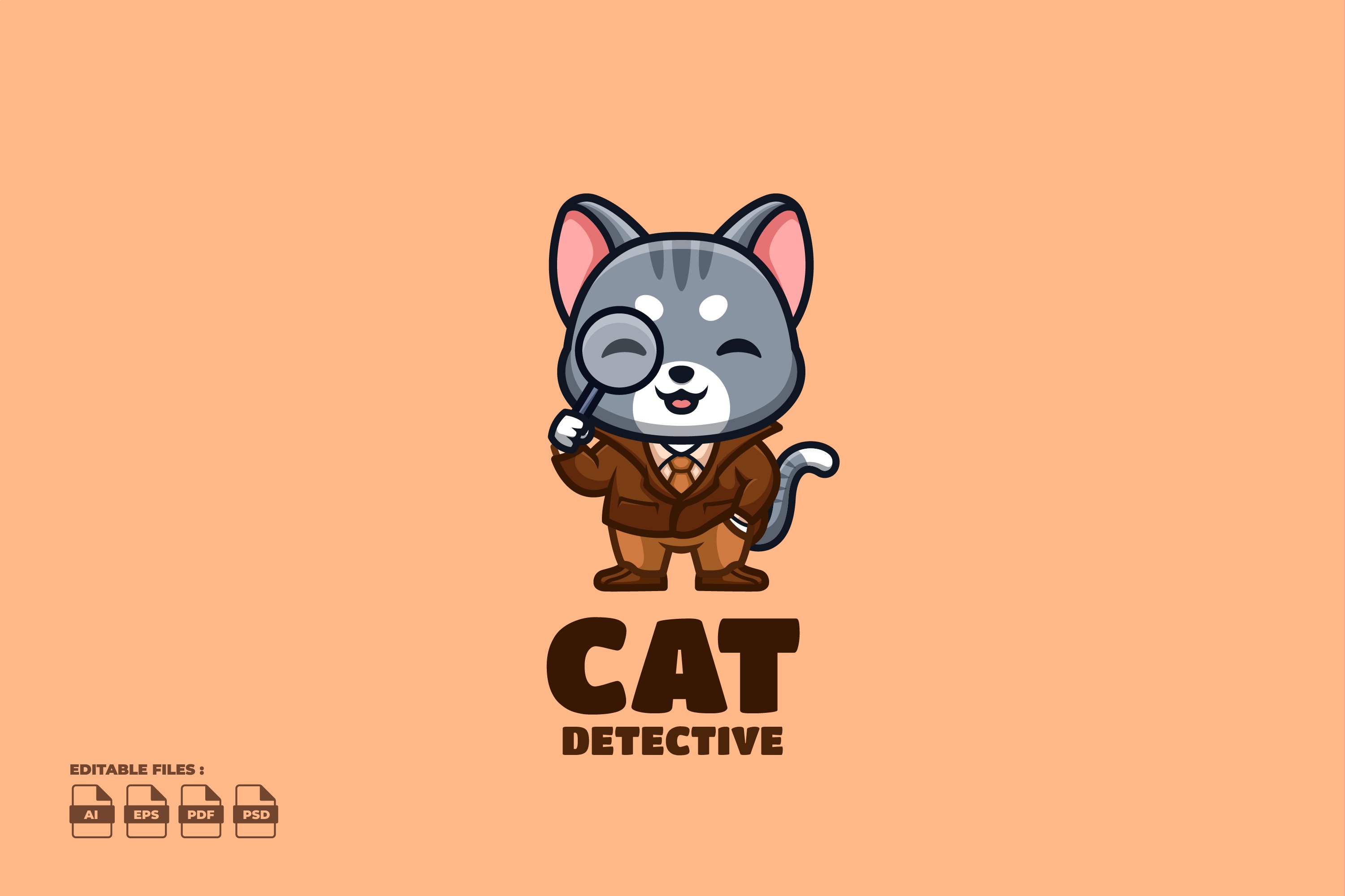 Detective Domestic Cat Cute Mascot L cover image.