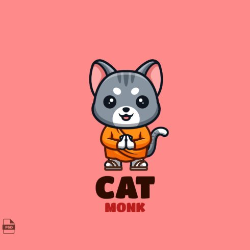 Monk Domestic Cat Cute Mascot Logo cover image.
