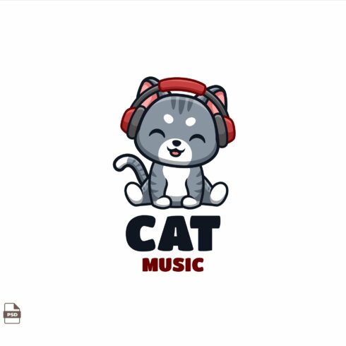 Music Domestic Cat Cute Mascot Logo cover image.