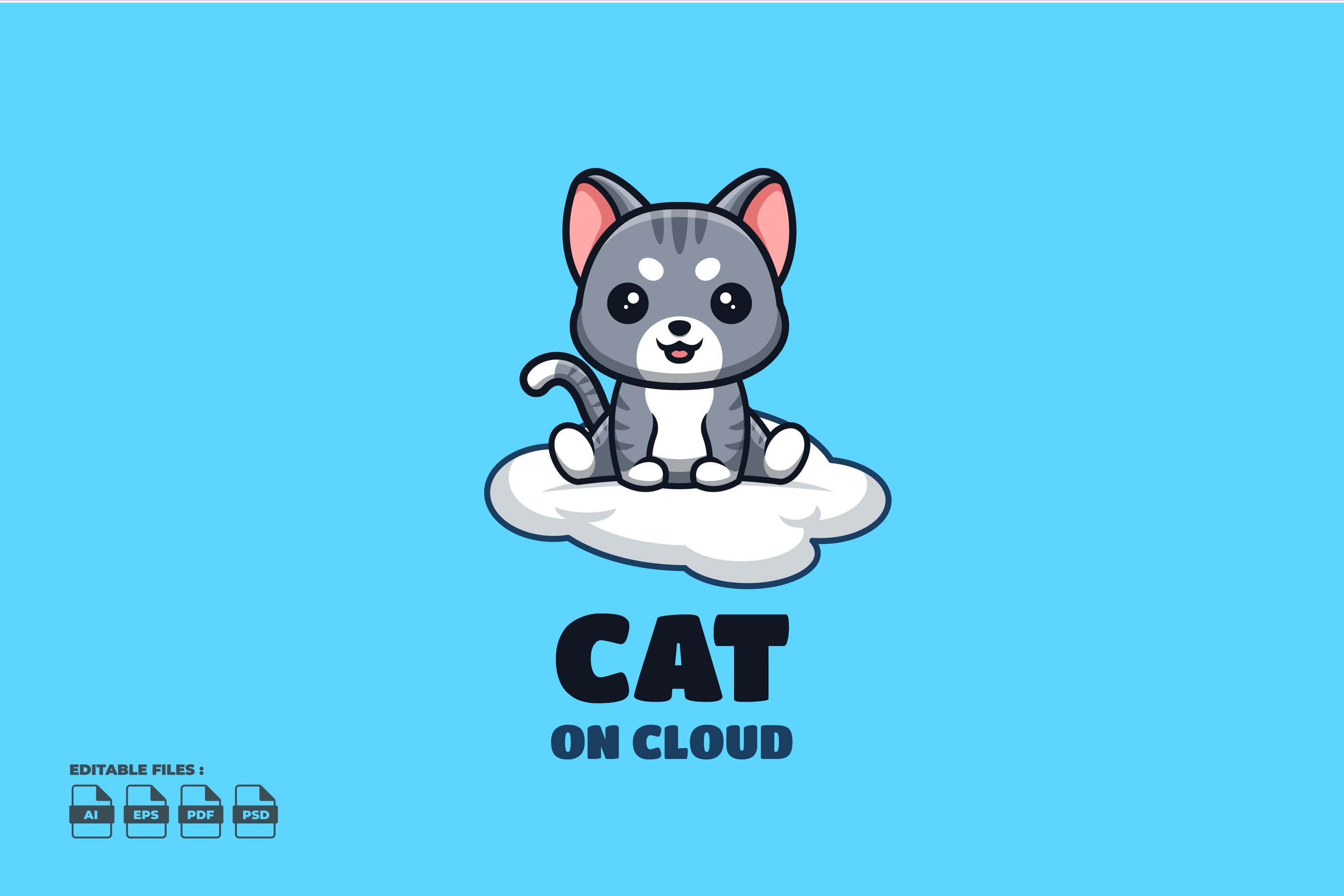 On Cloud Domestic Cat Cute Mascot Lo cover image.