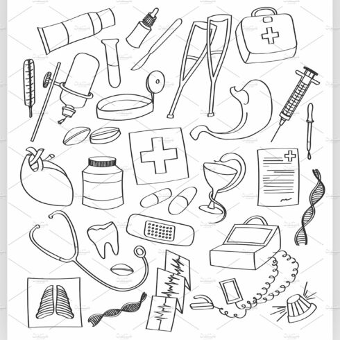 Doodle vector Medical cover image.