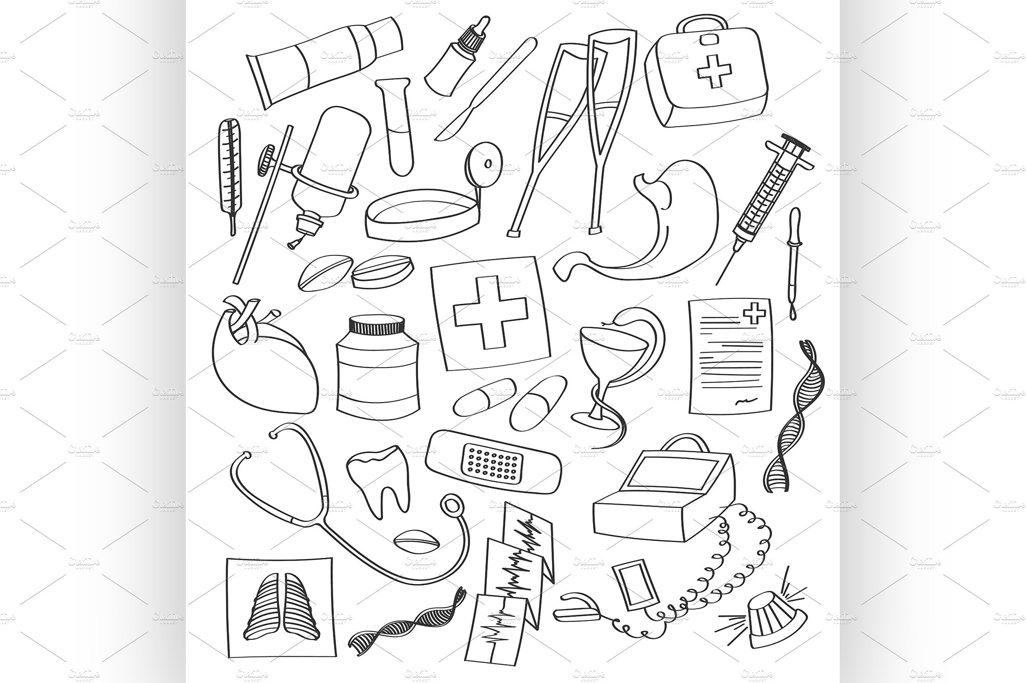 Doodle vector Medical cover image.