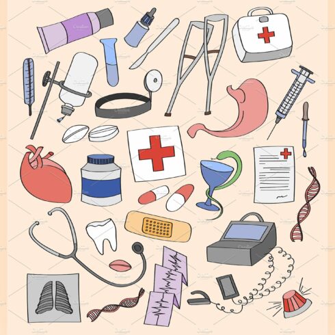 Doodle vector Medical cover image.