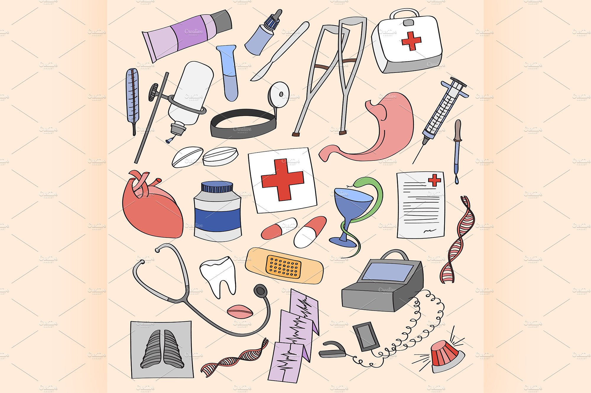 Doodle vector Medical cover image.