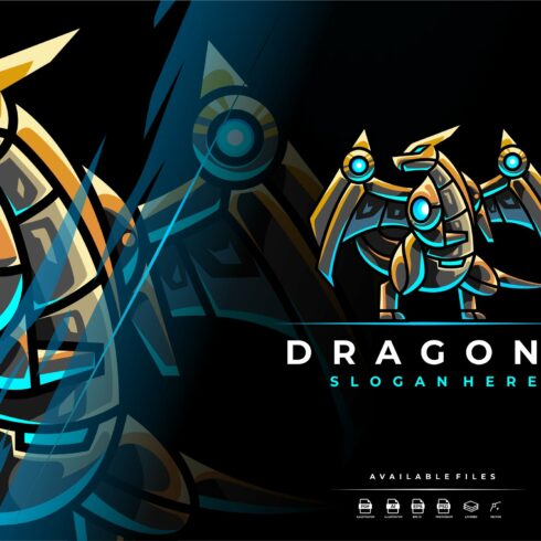 Unique Robotic Dragon Mascot Logo cover image.