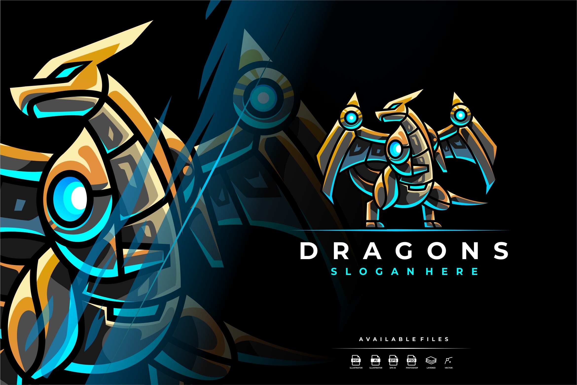 Unique Robotic Dragon Mascot Logo cover image.
